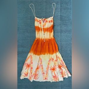 Fashion Terminal Boho Hippie Indie Adjustable Tie Dye Embroidered Sun Dress